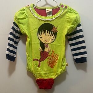 Harajuku Mini Kids Mermaid Bodysuit - Lime and Navy HTF Size 9 months